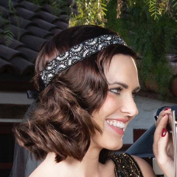 Chanteuse Beaded Headband Tulle Headband, Flapper, 20s deco style, OS, Like New main image 4